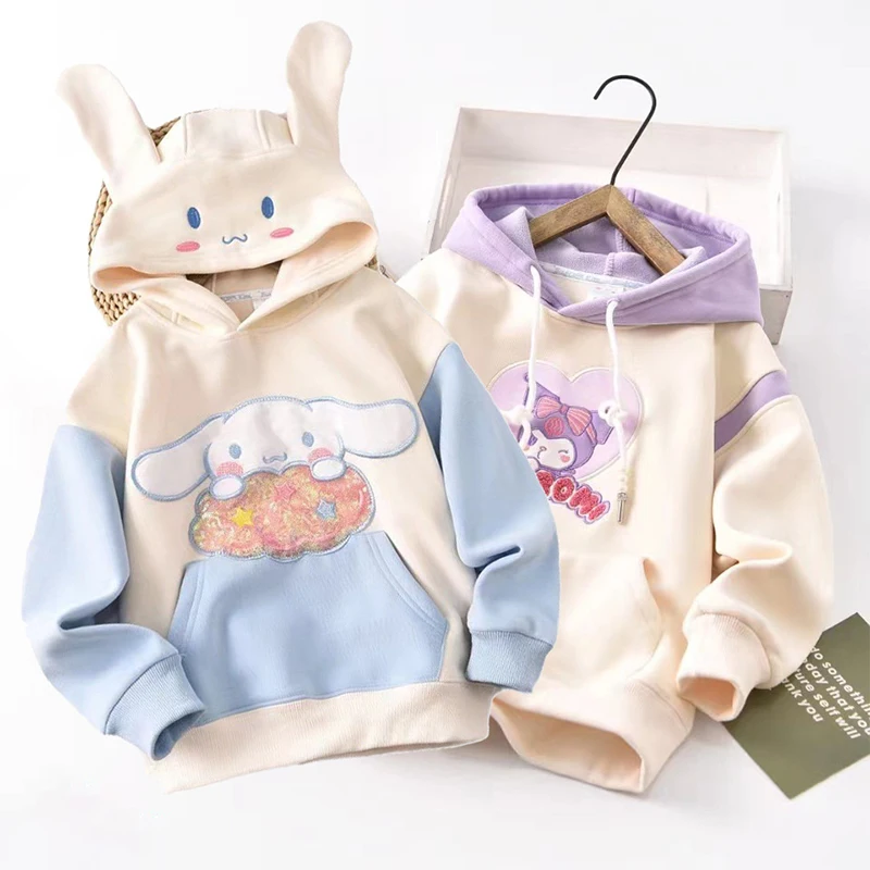 

Cinnamoroll Hoodies Sanrio Anime Kuromi Cute Kawaii Winter Cartoon Child Pullover Cotton Warm Casual Clothes Festival Gifts Girl