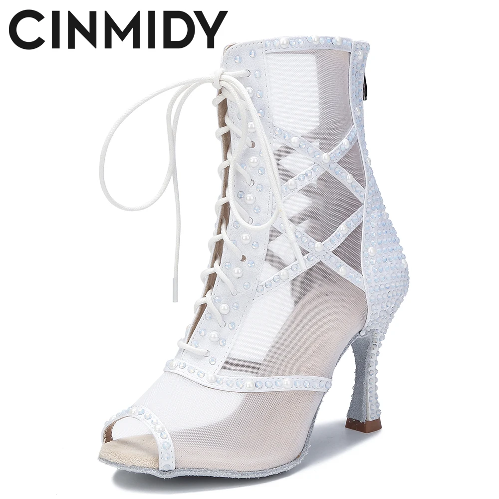 

CINMIDY New Women's Fashion Party Dance Boots Sexy Pole Dancing Boots Latin Dance Shoes Ladies Ballroom Dance High Heels 9 CM