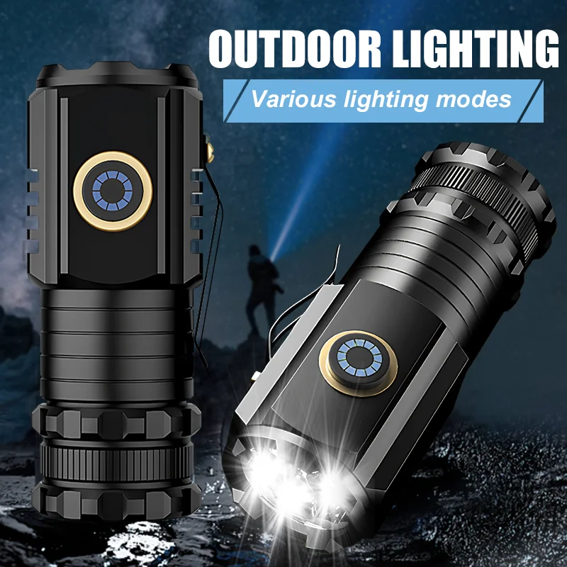 

Мощный светодиодный мини-фонарик для повседневного использования, 3 светодиода, суперъяркий брелок, USB-перезаряжаемый фонарь для кемпинга