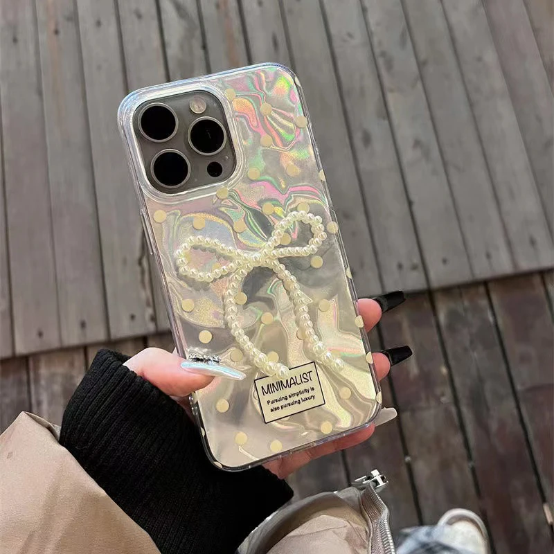 Чехол с жемчужным бантом для Samsung Galaxy A56 A26 A06 A16 A12 A31 A51 A23 A13 A22 A52 A32 A33 A53 A50 A24 A05 M13 M23 A03