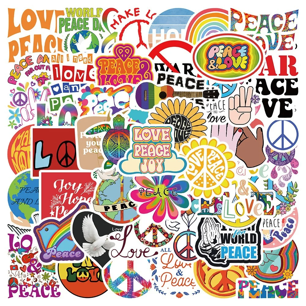 

10/30/50PCS Cartoon Prayer World Peace Sticker For Children Toy Luggage Laptop iPad Cup Journal Guitar Sticker Wholesale