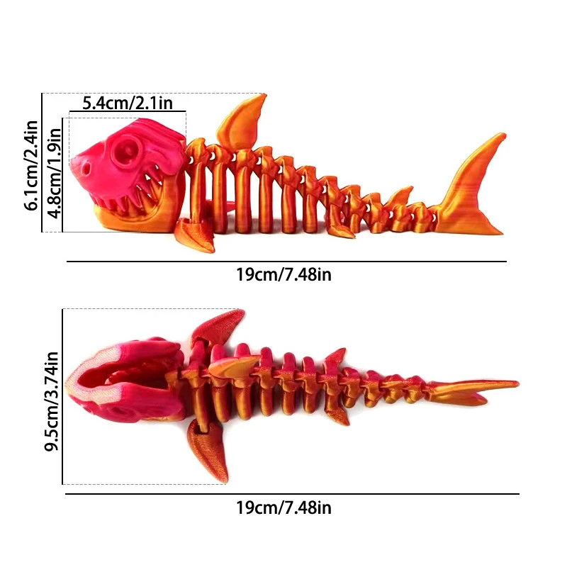 Фигурка акулы с 3d принтом и гибкими суставами настольное украшение для дома