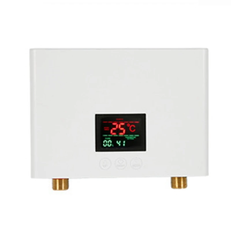 110V 220V Water Heater Kitchen Wall Mounted Electric Water Heater LCD Temperature Display White EU Plug