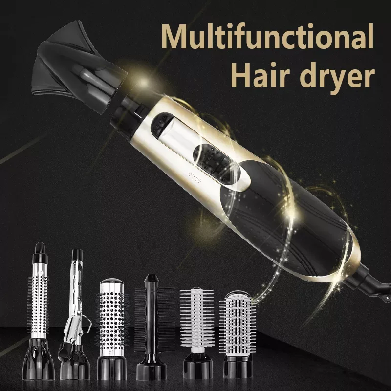 Hair Styler With 7 Attachments Multifunctional Professional Hair Styling Tool Hair Dryer With Comb Curling Comb Hair Curler 38D enlarge
