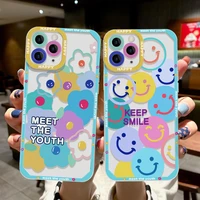 colourful case for iphone 11 12 13 pro max case cute smile face clear funda iphone11 12 mini xr x xs se 2022 2020 7 8 plus cover