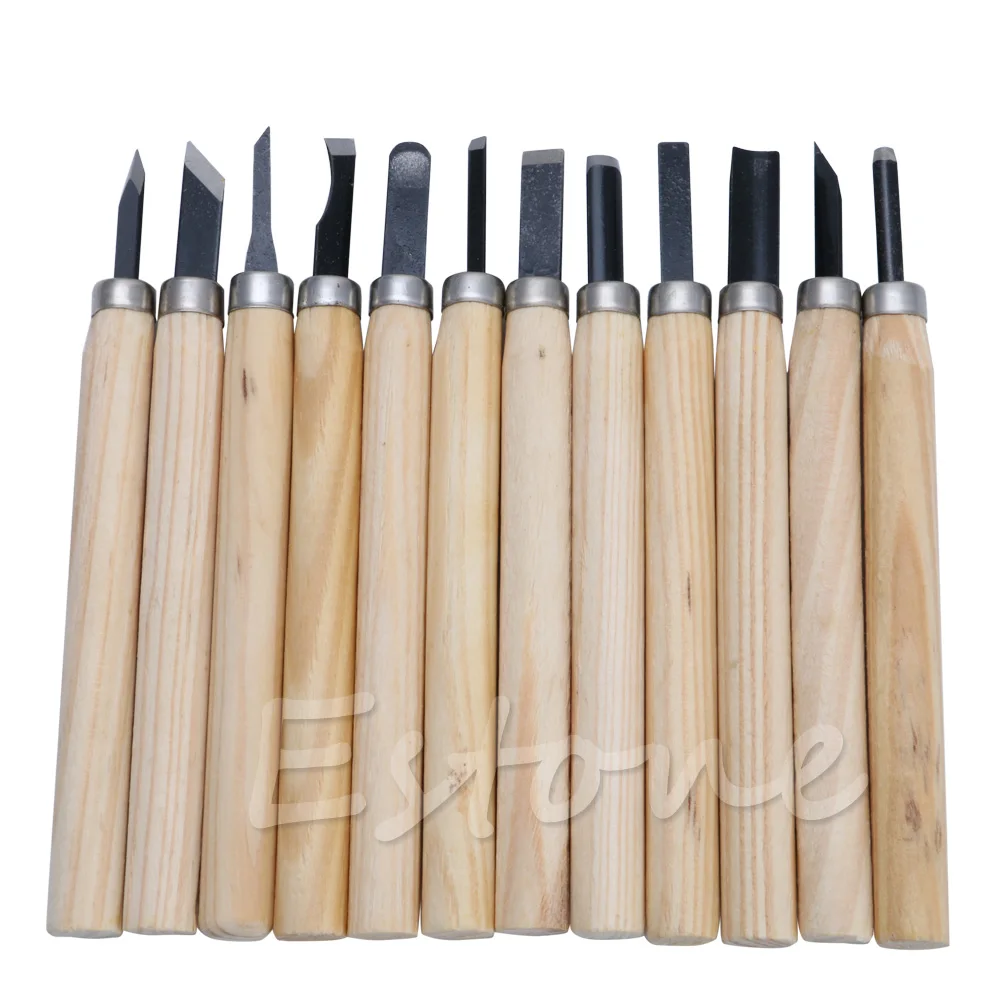 

12pc Professional Wood Carving Hand Chisel Knife Tool Set Woodworkers Gouges