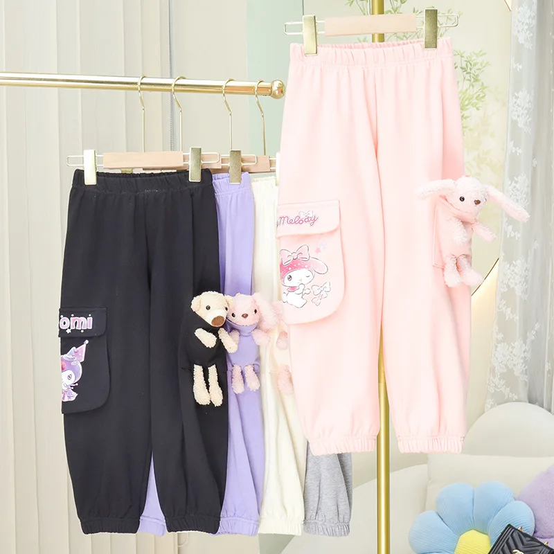 

Милые зимние повседневные брюки My Melody Kuromi, брюки Sanrio Kawaii, Детские хлопковые брюки с вышивкой, свободная верхняя одежда с аниме мультяшным принтом