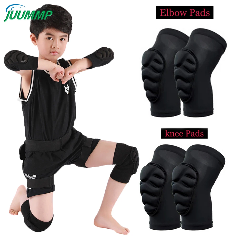 

1Pair Thick Sponge Knee Pads Elbow Sleeves Avoidance Sport Kneepad Football Volleyball Knee Brace Support for Kids Child Youth