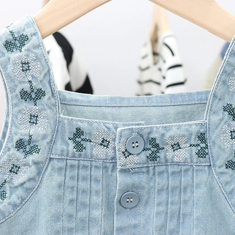 Детский джинсовый топ без рукавов и джинсовые брюки на возраст от 1 до 5 лет