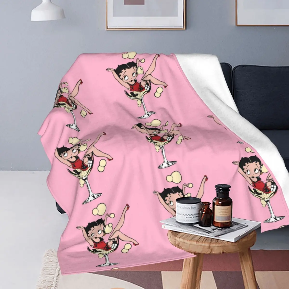 Шерстяные одеяла в стиле панк для девочек B-Betty Boops забавные с героями