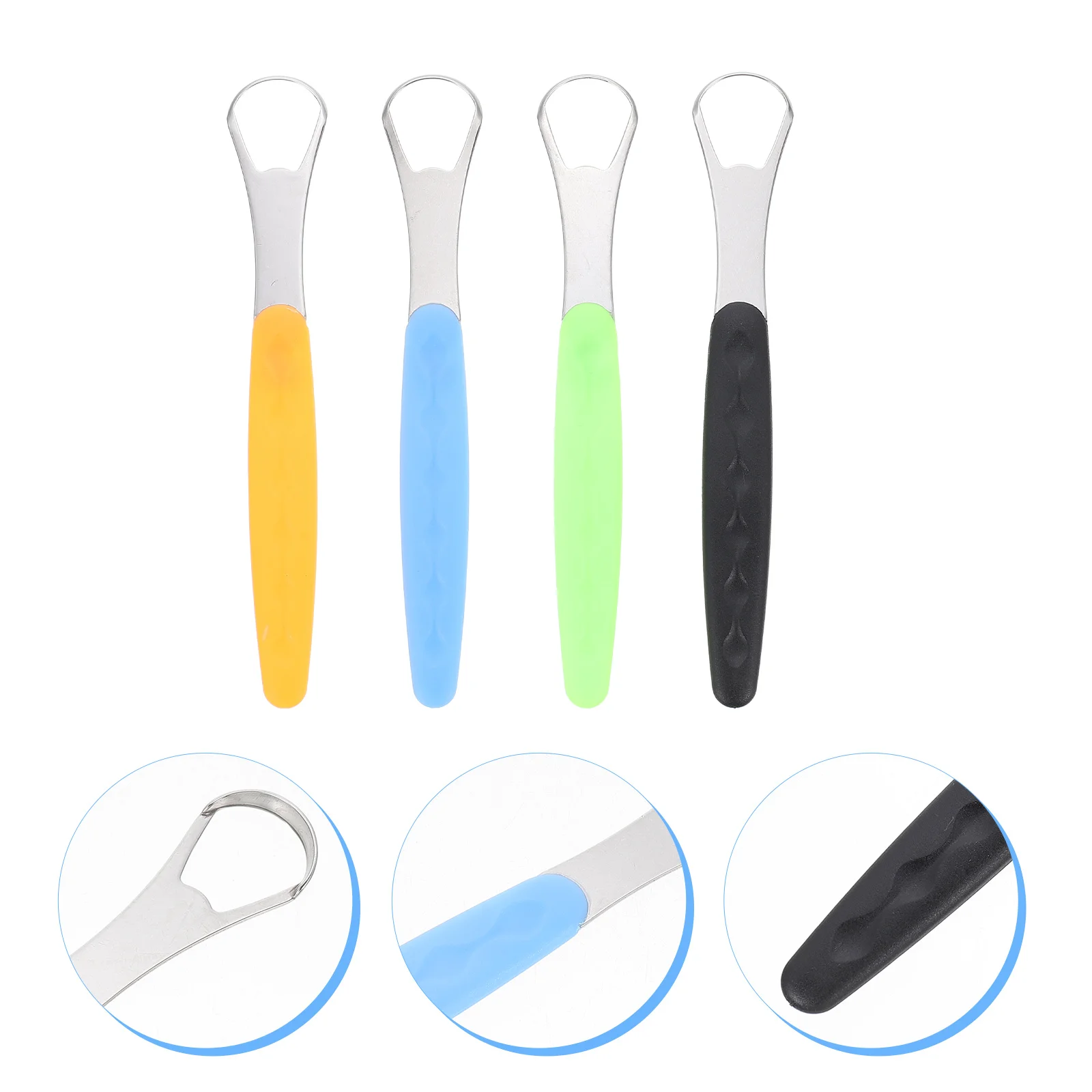 

4pcs Stainless Steel Tongue Cleaners Professional Tongue Scrapers Tongue Cleaning Tools