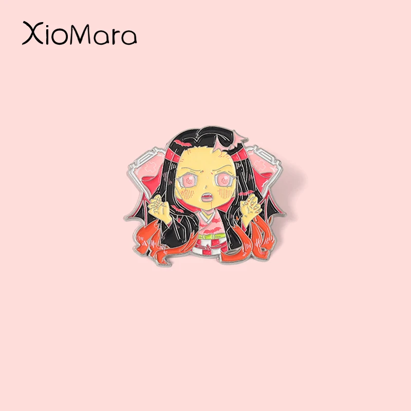 

Classic Characters Ghost Blade Enamel Pins Custom Anime Girl Kamado Nezuko Brooches Lapel Badges Jewelry Gift For Fans Friends