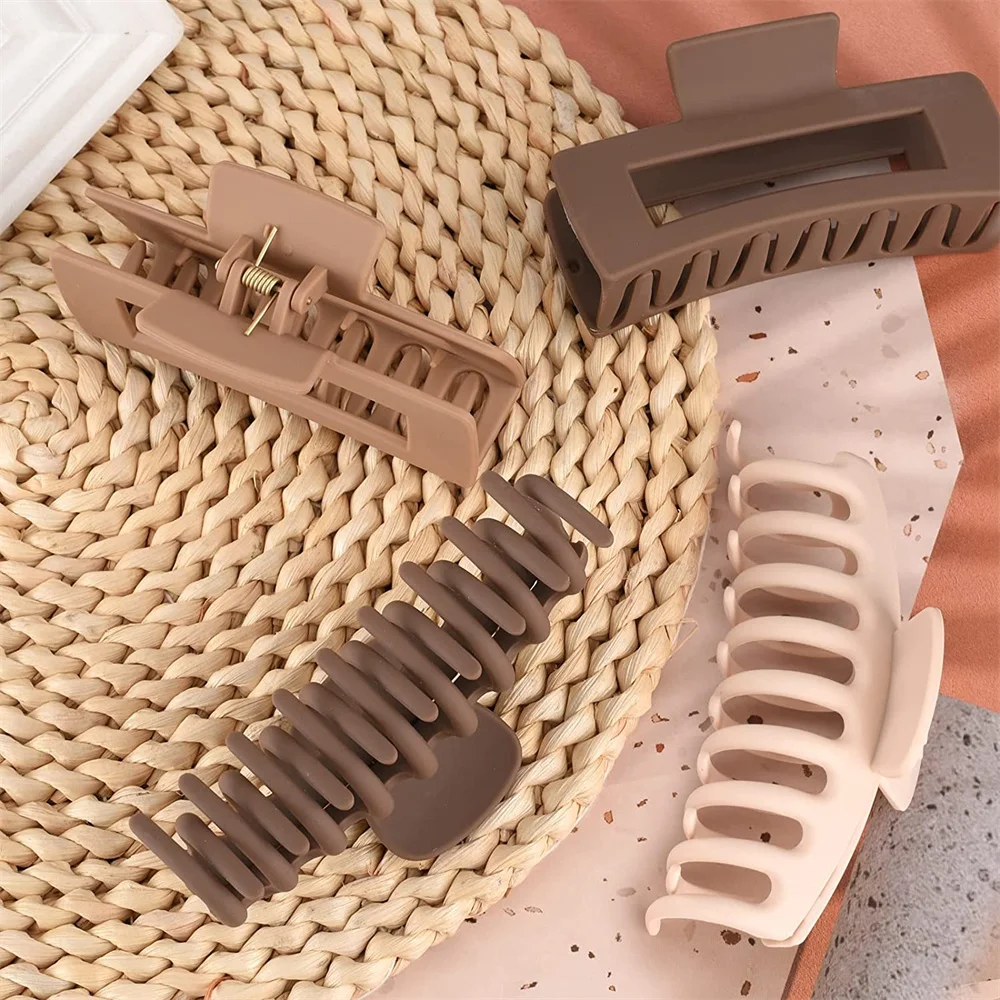 

Big Hair Claw Clips 4.3 Inch 8 PCS Strong Hold Updo Hair Jaw Plastic Materials Solid Color PR Sale