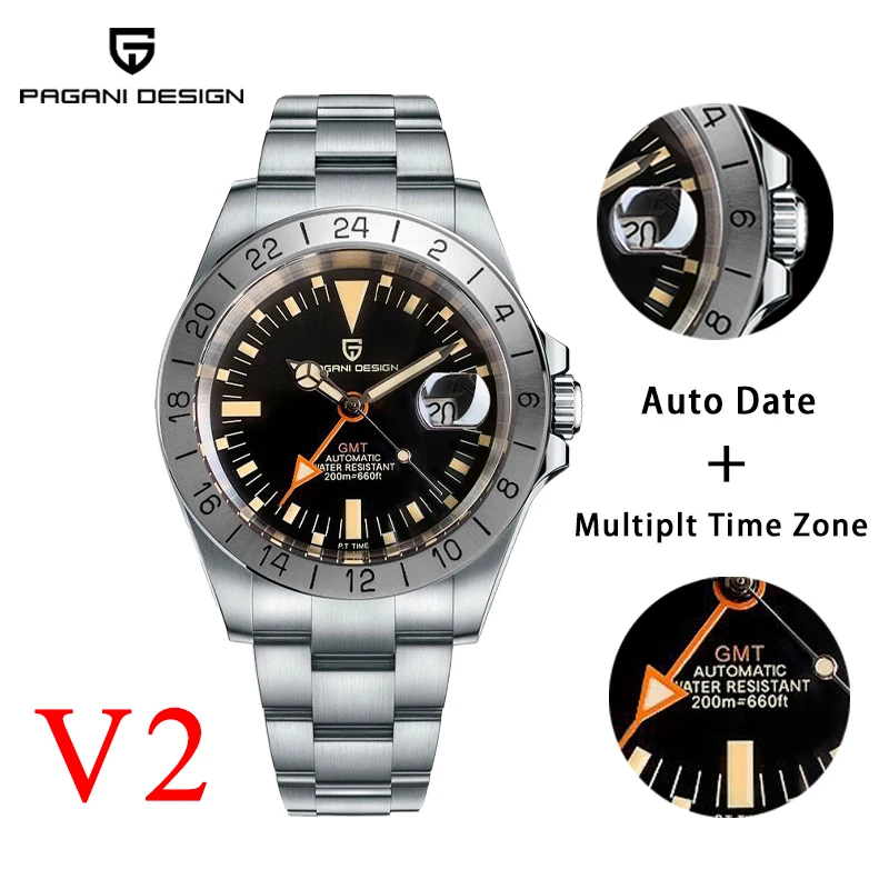 

2023 PAGANI DESIGN 42MM GMT Men Automatic Mechanical Watches Luxury Sapphire 200M Waterproof Auto Date C3 Sport Watch For Men