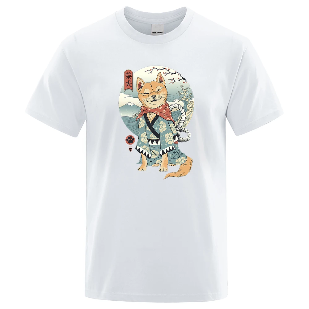 

Мужские футболки с принтом укиё-э Сиба-ину в японском стиле, Повседневная дышащая футболка, спортивные винтажные топы, ретро дышащие футбол...