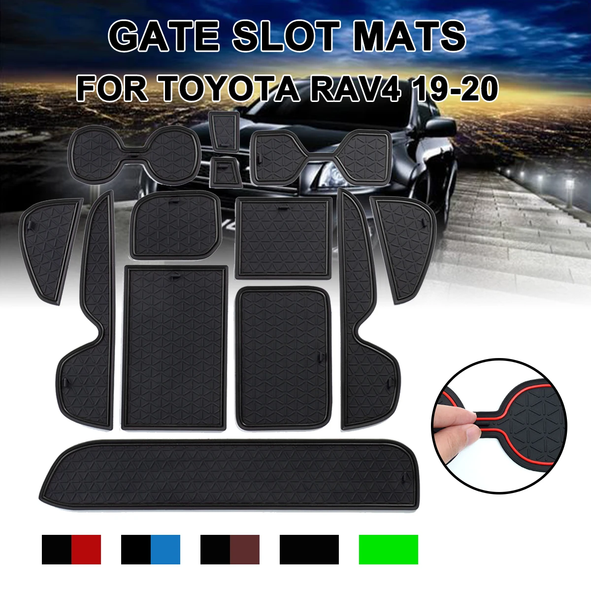 

13pcs Anti-Slip Mat for Phone Gate Slot Mats Cup Rubber Pads Rug Car Accessories Stickers for RAV 4 50 for Toyota RAV4 2019-2020