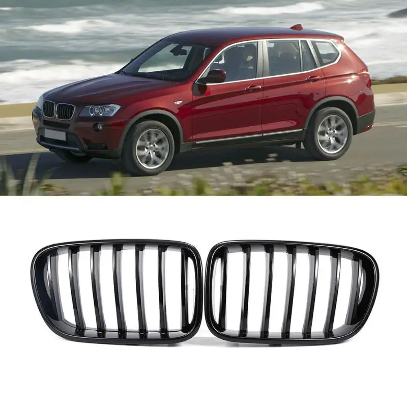 

Передняя широкая решетка радиатора для BMW X3 F25 20i 25i 28i 30i 35i 2011-2013, левая и правая, глянцевая черная решетка радиатора