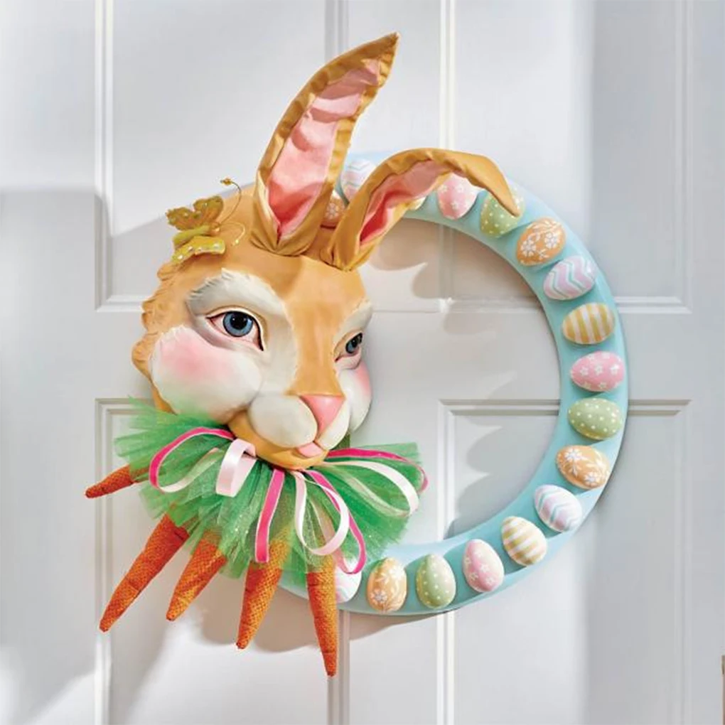 

Easter Wreath Carrot Animal Head Resin Artificial Garland Decoration Ornament Pendant Farmhouse Household Accessories
