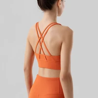 new threaded yoga vest gym sports underwear brasier cropped feminino cross beauty back nude fitness shockproof running bra