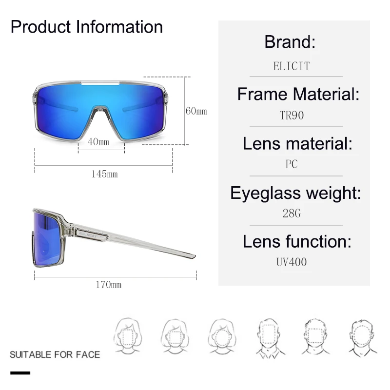 ELICIT 2024 уличные велосипедные очки для мужчин и женщин спортивные солнцезащитные