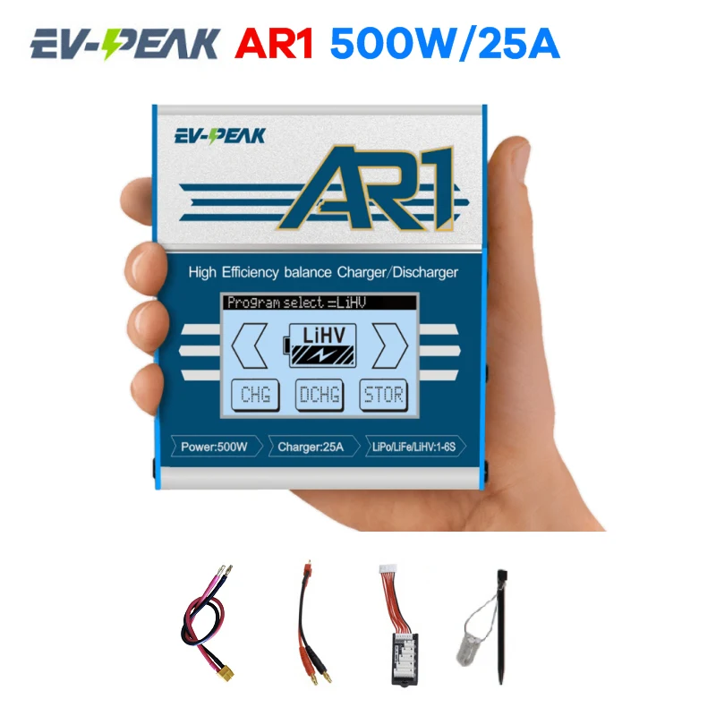 EV-PEAK AR1 500W 25A 1-6S балансирующее зарядное устройство с адаптером платы JST_XH для LiPo LiFe