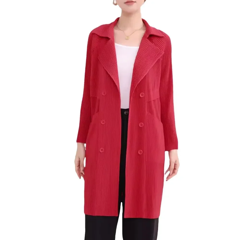 Плиссированная ветровка со складками осень 2024 Женский утепленный однотонный