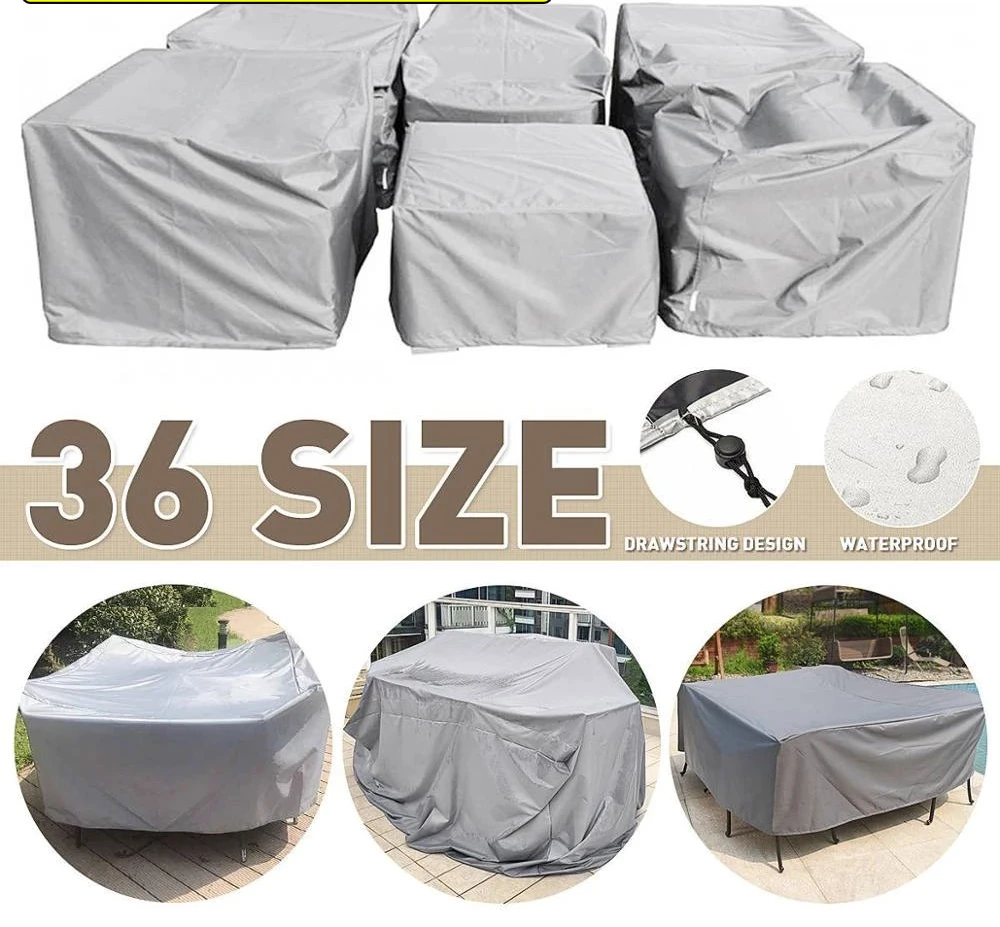 

Outdoor Furniture Cover Sofa Chair Table Cover Rain Snow Dust Covers Waterproof Cover Gray