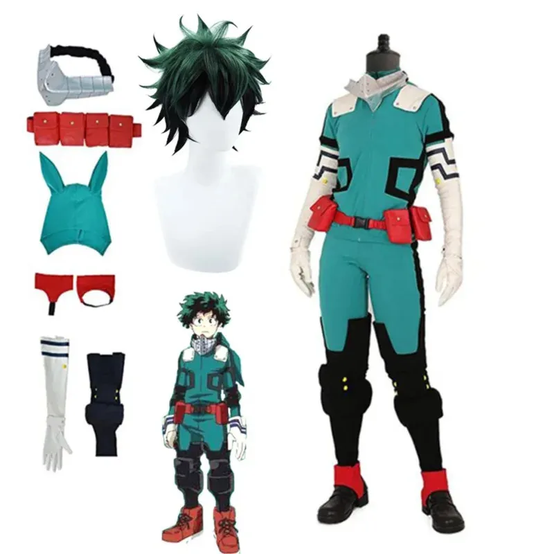 Фото Аниме My Hero Academia Косплей Midoriya Izuku Deku Battle Косплей Унисекс Костюм Костюм Набор Хэллоуин Парик Волосы Россия №1