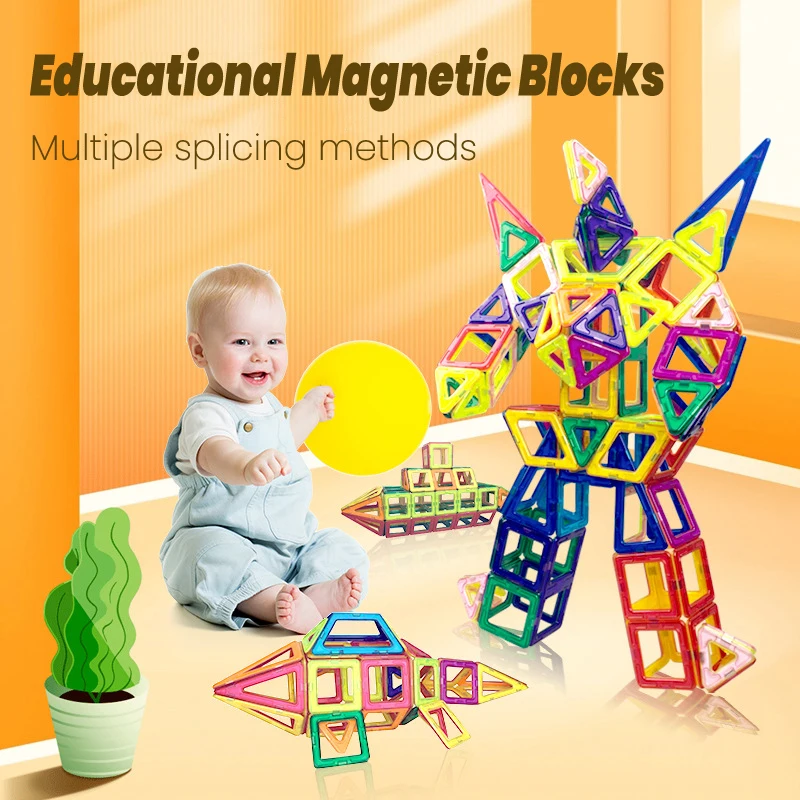 

Большой размер, магнитный дизайнерский конструктор, модель и строительная игрушка, магнитные блоки, развивающие игрушки для детей