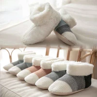 house fluffy slipper sock womens winter furry contton warm plush anti skid grip sole indoor home female fuzzy shoes ladies