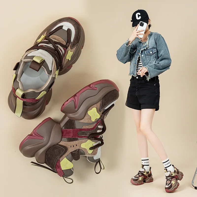 Женская кожаная обувь CLAIAMI новая повседневная спортивная женская на толстой