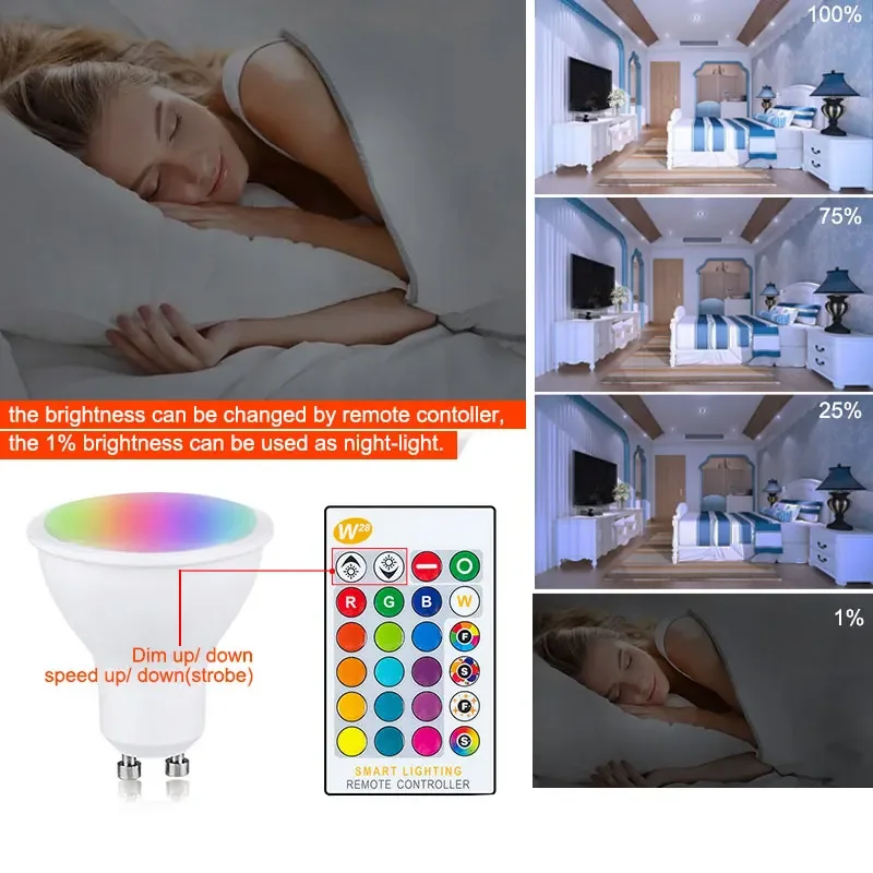 85-265 в GU10 светодиодный Bulb 10W RGBW RGBWW Lamp Dimmable IR Remote Control Ampoule Bombillas Room Домашняя