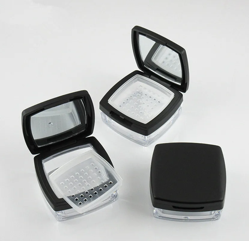 100pcs 10g/10ml Mirror Square Black Cover Powder Cosmetics Box Packing Empty |