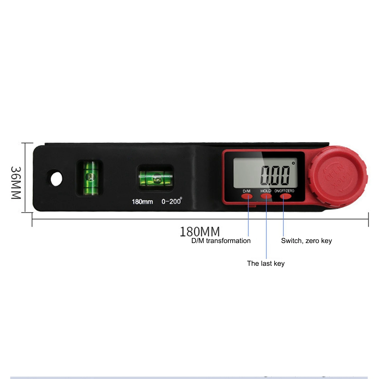 

360 Degree Without Magnets Level Angle Slope Test Ruler Digital Protractor Angle Finder Inclinometer Electronic Level