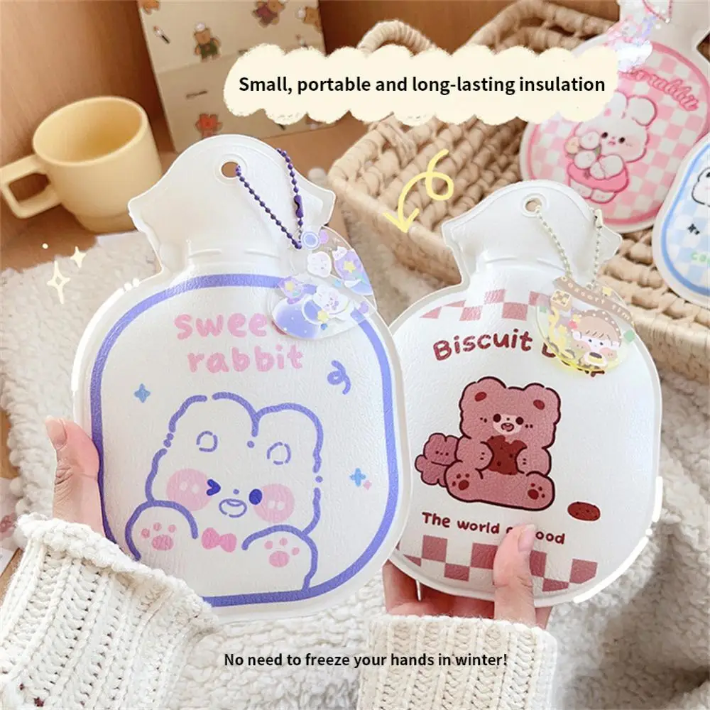 

Cartoon Hot Water Bottle Mini Transparent PVC Hot Water Bag Small Water Injection Handbag Filled Water Warmer Handbag Warmer