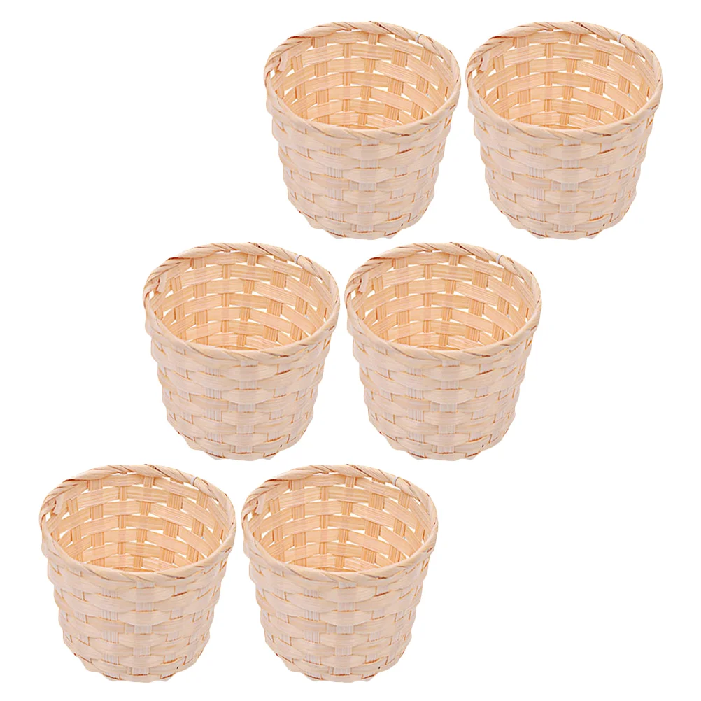 

Basket Storage Baskets Woven Mini Holderdeskorganizerwicker Pen Cup Desktop Rattan Picnic Wood Flower Bathroom Container