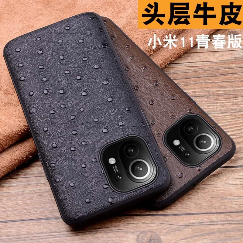 2021 New Luxury Genuine Leather Phone Case For Xiaomi Mi Mi11 Lite Crocodile Grain Luxury Cover