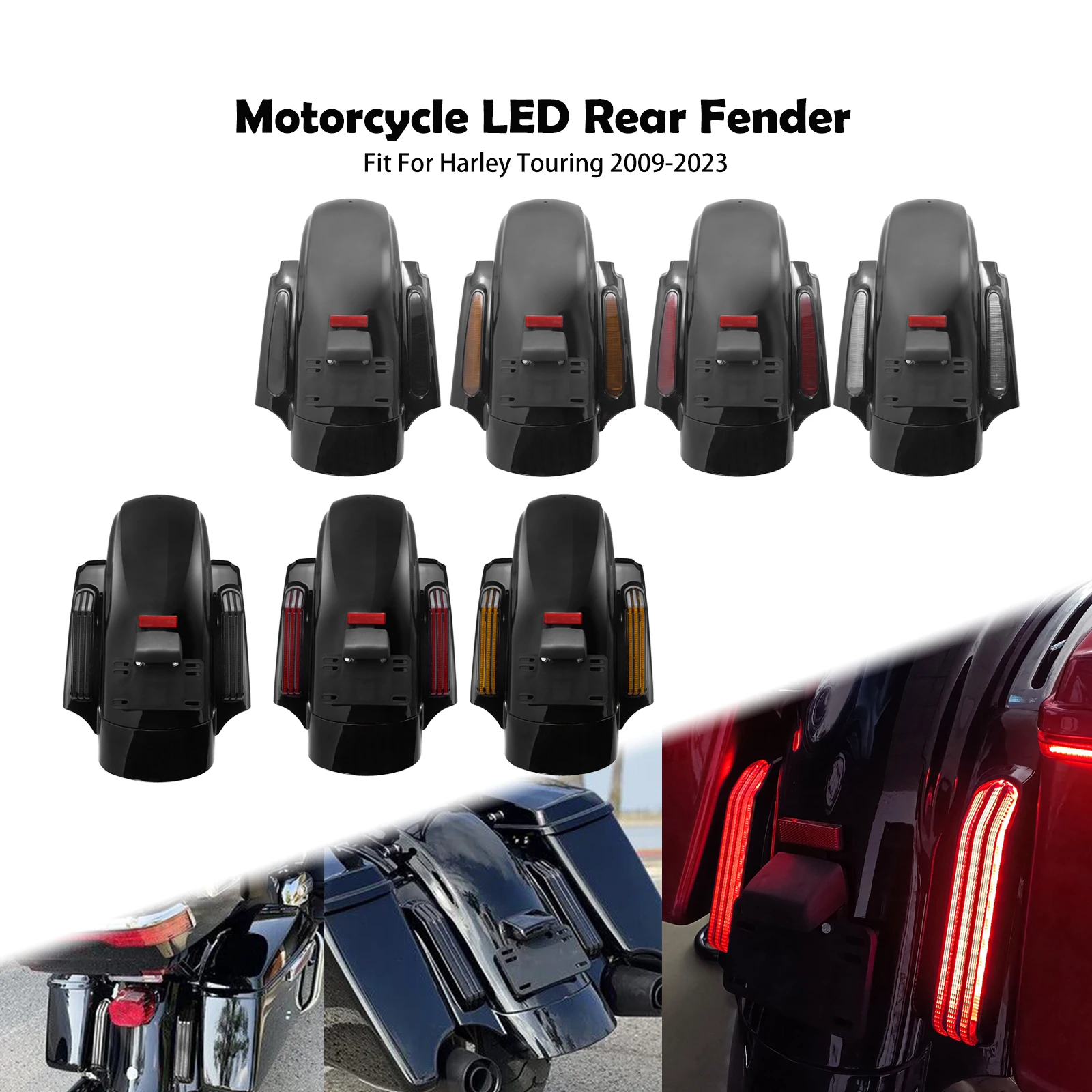 Фото Мотоциклетный светодиодный комплект расширения заднего крыла для Harley Touring CVO Street Electra Road Glide FLHR 2009-2024, брызговики №1