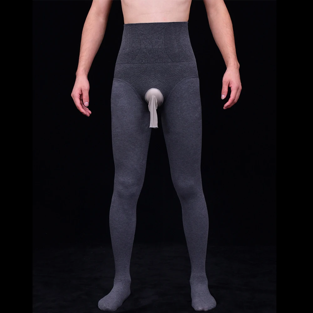 

Men Long Johns Warm Pant Leggings Penile Pouch Slim High Waist Thermal Pantyhose Velvet Thick Trousers Open Crotch Legging A50