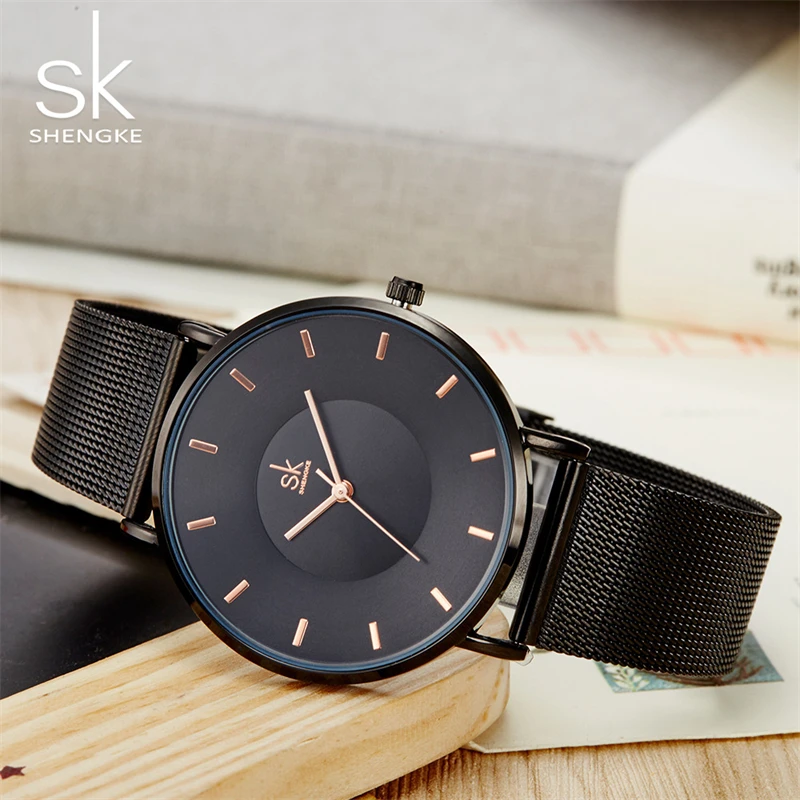 Shengke Fashion Woman Watches Big Dial Women's Quartz Wristwatches Original Simple Design Ultra thin Ladies Elegant Clock enlarge