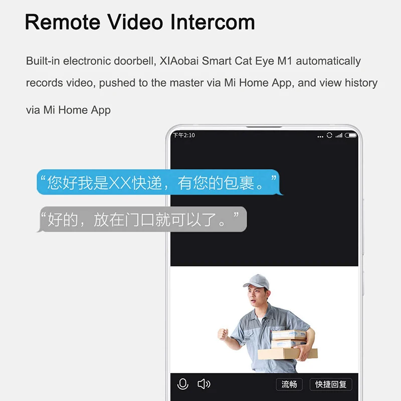 Умный дверной звонок Youpin Xiaobai камера кошачий глаз с инфракрасным ночным видением