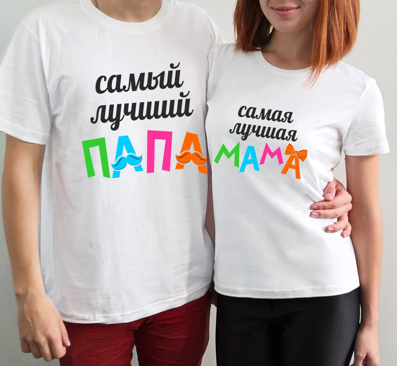 

Russian Russian Letter Best Dad Best Mom Inscription Print Matching T Shirt Sleeve Casual O-neck Dad and Mom Tee Tops