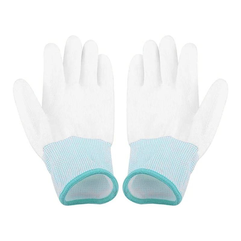 

1 пара антистатических нескользящих трикотажных перчаток из полиуретана с нейлоновым покрытием для ладони 13-игольные противоударные и изн...