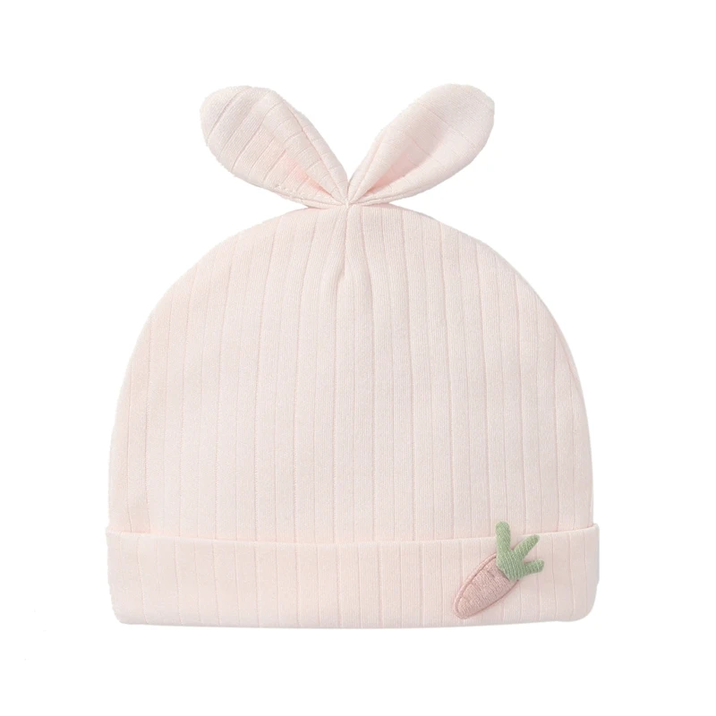 

Cozy Baby Newborn Hat Breathable Knitted Cotton Hat w/ Pure Color Rabbit Ears Beanie Skin Friendly Infant Lovely P31B
