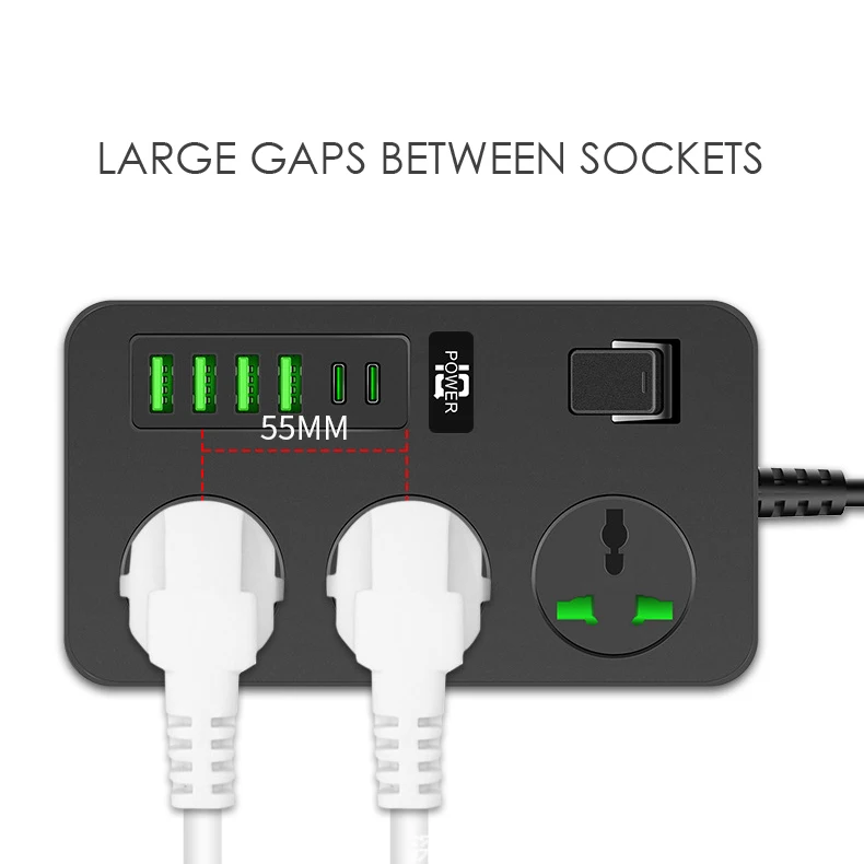 XKL крутая черная высокомощная полоса с переключателем 2 PD Быстрая зарядка + 4