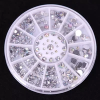 300pcbox diy nail art wheel tips crystal glitter rhinestone 3d nail art decoration white ab acrylic diamond drill