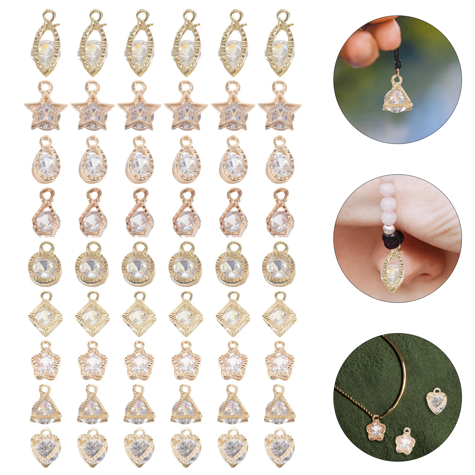 

90 Pcs Rhinestones Zircon Pendant Handmade Bracelets Necklace Accessory Crystal DIY Material