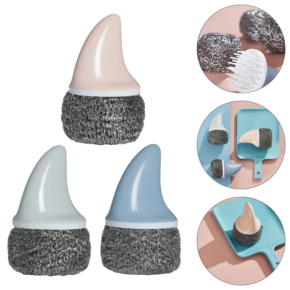 

3Pcs Stainless Steel Sponges Scrubbers Cleaning Kitchen Utensil Scrub Brush