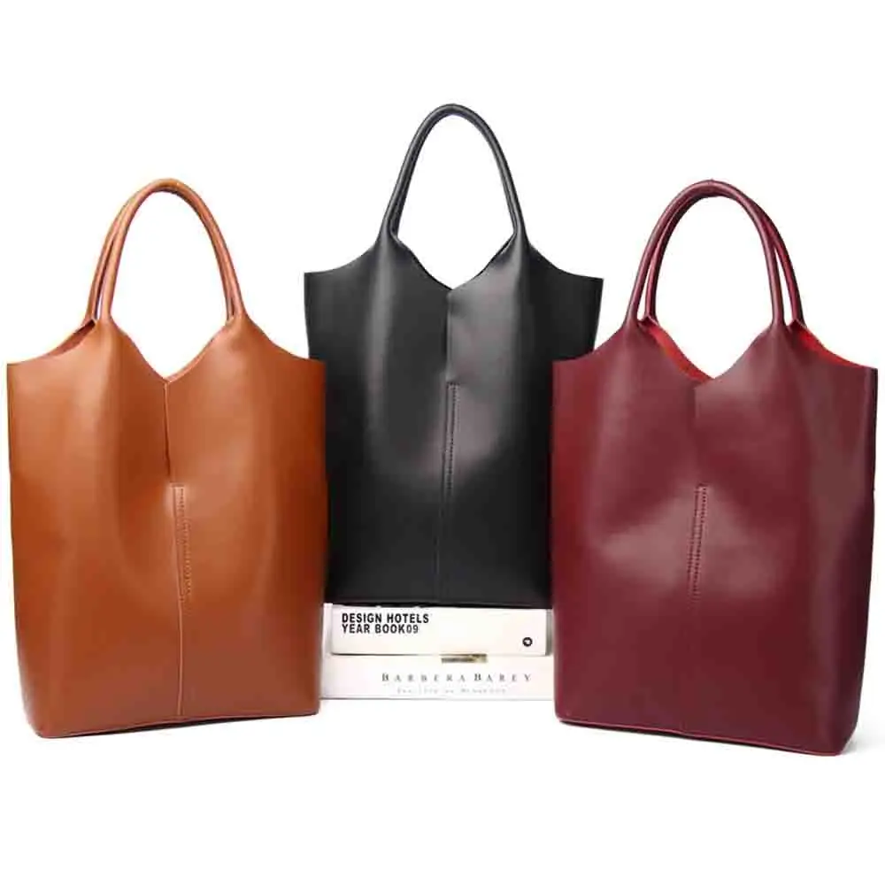 

Motingsome Minimalism Style Women Bucket Bag Luxury Cow Genuine Leather Large Capacity Fashion Trend Ladies Casual Tote 2023 New