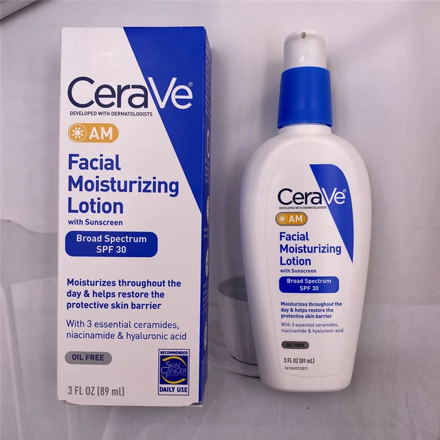 CeraVe Moisturizing Facial Lotion AM PM Day Night Lotion With SPF30 Repair Sensitive Skin Nicotinamide Ceramide Cream 89ml 4